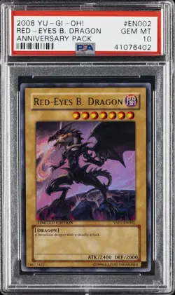 2008 YU-GI-OH! ANNIVERSARY PACK #EN002 RED-EYES B. DRAGON PSA 10 - Image 1