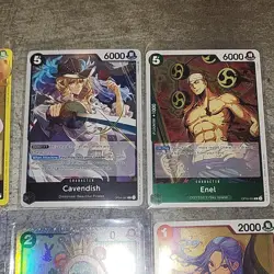Bandai One Piece Holo Card Game Lot (6) Pudding Cavendish Enel Doflamingo Sugar - Image 5