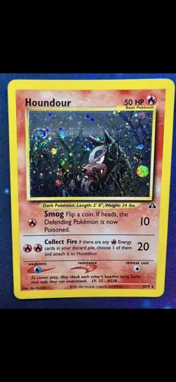 Houndour 5 Holo Rare Neo Discovery Unlimited Huge Holo Swirl 🌀 - Image 1