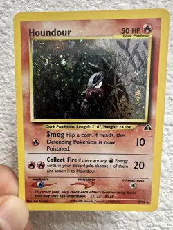 Houndour 5 Holo Rare Neo Discovery Unlimited Huge Holo Swirl 🌀 - Image 2