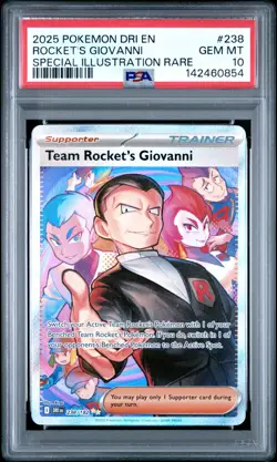 2025 POKEMON DRI EN-DESTINED RIVALS #238 TEAM ROCKET'S GIOVANNI PSA 10 - Image 1