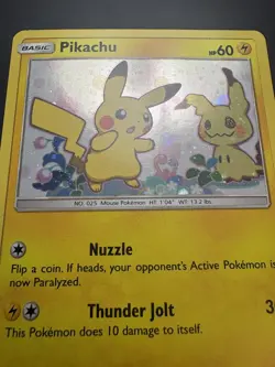 Swirl Pikachu+Mimikyu SM162 Sun & Moon Black Star Promo Holo Card TCG - Image 1
