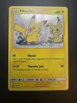 Swirl Pikachu+Mimikyu SM162 Sun & Moon Black Star Promo Holo Card TCG - Image 2