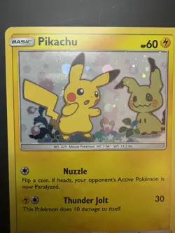 Swirl Pikachu+Mimikyu SM162 Sun & Moon Black Star Promo Holo Card TCG - Image 3