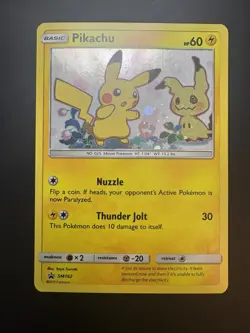 Swirl Pikachu+Mimikyu SM162 Sun & Moon Black Star Promo Holo Card TCG - Image 4