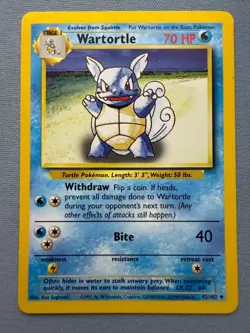 Pokemon TCG Wartortle Base Set 42/102 Regular Uncommon MP/HP - Image 1