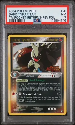 2004 POKEMON EX TEAM ROCKET RETURNS #20 DARK TYRANITAR-REVERSE FOIL PSA 7 - Image 1