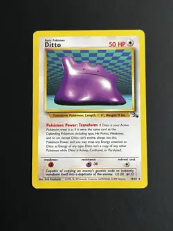 Pokemon Ditto 18/62 Fossil Rare MP 1999 non holo Wizards of the Coast Card - Image 1