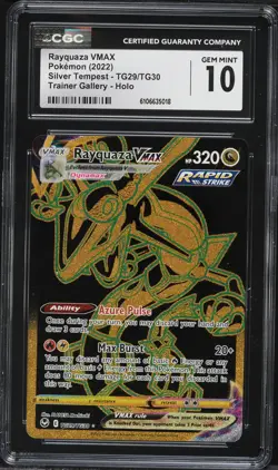 2022 Pokemon Silver Tempest Gold Rare Rayquaza VMAX #TG29 CGC 10 - Image 1
