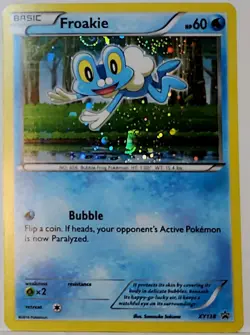 HD Swirl 🌀 Froakie XY138 Cosmos Holo Heavily Bleed Error Rare Pokemon TCG ✨ - Image 1