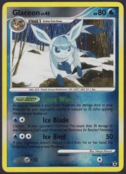 Pokemon Glaceon Reverse Holo Card 41/111 Rising Rivals Series - Image 1