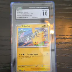 Pokemon TCG Pikachu CGC 10 Pikachu World Collection PW9 Promo Holo - Image 1