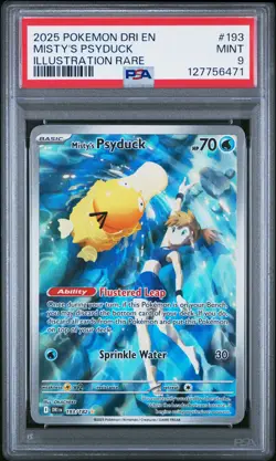 2025 POKEMON DRI EN-DESTINED RIVALS ILLUSTRATION RARE #193 MISTY'S PSYDUCK PSA 9 - Image 1