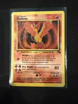 1999 Pokemon Fossil MOLTRES Non-Holo Rare 27/62 WOTC - Lightly Played - Image 1