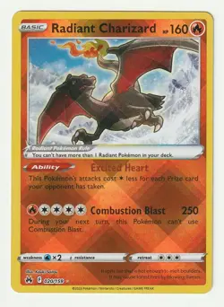 Pokemon TCG Radiant Charizard Crown Zenith 020/159 Holo Radiant Rare - Image 1