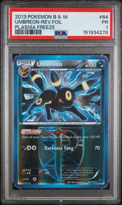 Pokemon 2013 Plasma Freeze Umbreon 64/116 Reverse Foil Holo Rare PSA 1 Pop 1 - Image 1