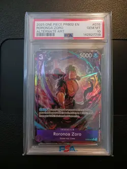 One Piece Card Game TCG PRB02 Roronoa Zoro OP09-076 Alt Art PSA 10 - Image 1