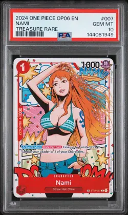 2024 ONE PIECE OP06-WINGS OF THE CAPTAIN TREASURE RARE #007 NAMI PSA 10 - Image 1