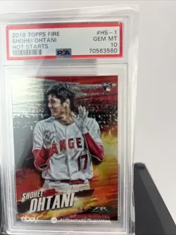 2018 Topps Fire Shohei Ohtani RC HOT STARTS #HS-1 PSA 10 GEM MINT 🔥🔥 - Image 3