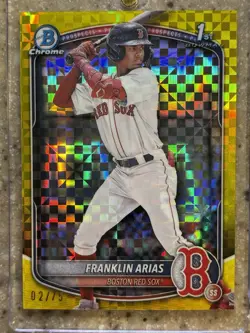 Franklin Arias 2025 Bowman 1st Yellow Mojo Refractor /75 BCP-67 Red Sox - Image 2