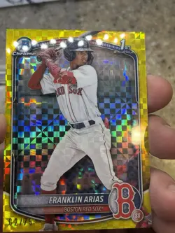 Franklin Arias 2025 Bowman 1st Yellow Mojo Refractor /75 BCP-67 Red Sox - Image 5