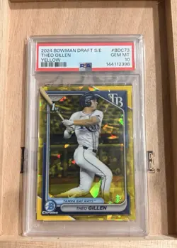 2024 Bowman Draft Sapphire Theo Gillen 1st Yellow Sapphire #25/75 PSA 10 - Image 1