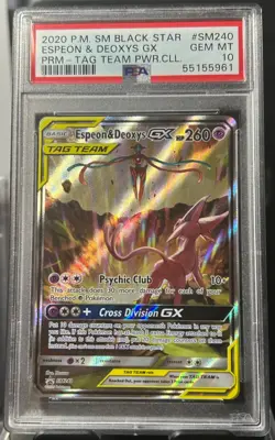 Pokemon Espeon & Deoxys GX Tag Team Powers Coll. Full Art Promo SM240 PSA 10 - Image 1