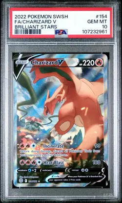 2022 Pokemon Brilliant Stars Charizard V #154 Gem Mint PSA 10 - Image 1