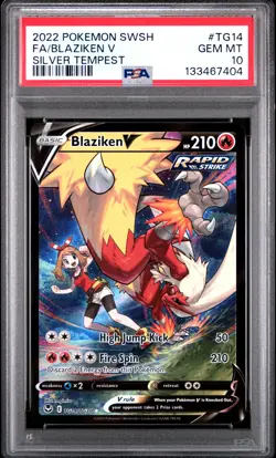 2022 POKEMON SWORD & SHIELD SILVER TEMPEST #TG14 FULL ART/BLAZIKEN V PSA 10 - Image 1