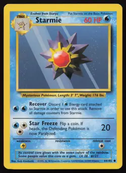 Starmie 64/102 Common Base Set Unlimited Pokemon NM - Image 1