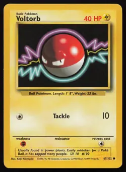 Voltorb 67/102 Common Base Set Unlimited Pokemon NM - Image 1