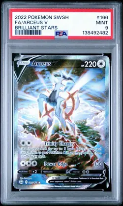 2022 POKEMON SWORD & SHIELD BRILLIANT STARS #166 FULL ART/ARCEUS V PSA 9 - Image 1