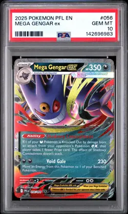 2025 POKEMON PFL EN-PHANTASMAL FLAMES #056 MEGA GENGAR EX PSA 10 - Image 1
