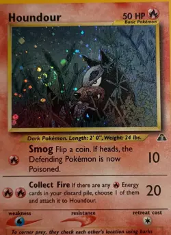 Pokemon Houndour Holo 5/75 Neo Discovery WOTC 2001 Vintage Swirl Holo - Image 1