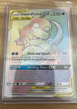 Pokemon Slowpoke & Psyduck GX TAG TEAM Secret Rare Full Art Holo 239/236 - Image 1