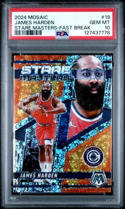 2024-25 Panini Mosaic Stare Masters James Harden #19 Fast Break Prizm PSA 10 - Image 1