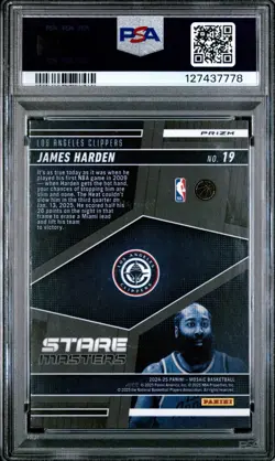 2024-25 Panini Mosaic Stare Masters James Harden #19 Fast Break Prizm PSA 10 - Image 2
