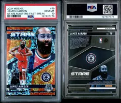 2024-25 Panini Mosaic Stare Masters James Harden #19 Fast Break Prizm PSA 10 - Image 3