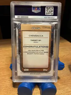2021 Topps Star Wars Bounty Hunters Chewbacca Commemorative Patch /199 PSA 9 - Image 2