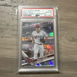 Topps 2017 Chrome Mike Trout #200 Refractor White Jersey PSA 10 Angels - Image 1