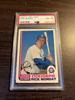 Rick Monday (1982) O-Pee-Chee Baseball #6 - PSA 8 - Los Angeles Dodgers MLB - Image 1