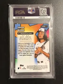 2025 Topps Chrome James Wood All Etch Rookie Rush Green Refractor /99 RC PSA 10 - Image 2
