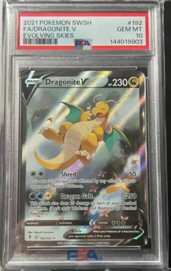 Dragonite V 192/203 Alt Art Evolving Skies Pokemon Card - PSA 10 Gem Mint - Image 1