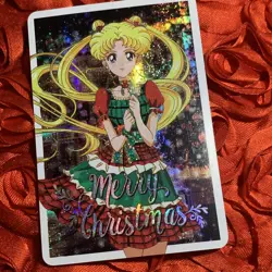 Sailor Moon SPECIAL WAIFU GIRL SERENA Holo Merry Christmas Anime Card - Image 1