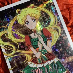 Sailor Moon SPECIAL WAIFU GIRL SERENA Holo Merry Christmas Anime Card - Image 5
