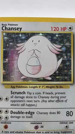 Pokemon Chansey Base Set Holo 1999 Trading Card 3/102 Ken Sugimori Original - Image 2