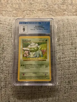 Pokemon Bulbasaur 44/102 - Base Set Shadowless - CGC 9 Mint 1999 WOTC - Image 1