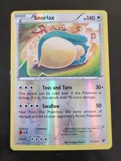 💥 Pokemon TCG Snorlax XY Fates Collide Reverse Holo 77/124 NM Foil Rare 77 - Image 1