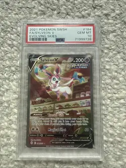 2021 POKEMON SWORD & SHIELD EVOLVING SKIES #184 FULL ART/SYLVEON V PSA 10 - Image 1