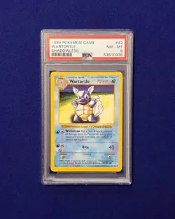 PSA 8 Shadowless Wartortle #42 Base Set Pokemon 1999 - Image 1